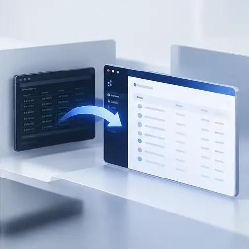 Legacy system data table being migrated into a modern web application